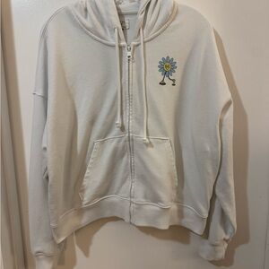 American Eagle Outfitters Cream “Grow with the Flow” Flower Hoodie Large